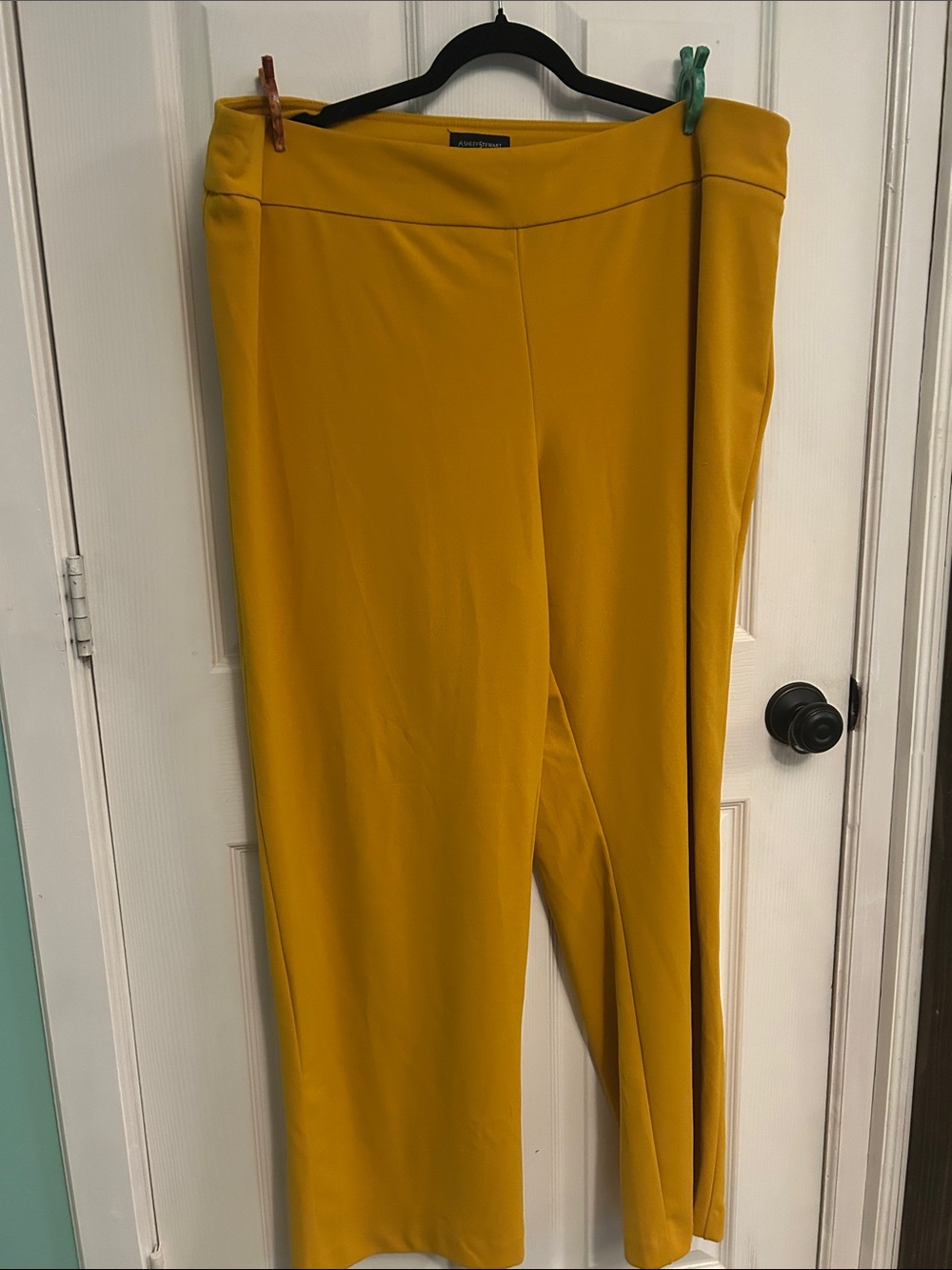 Ashley Stewart Mustard Yellow Straight-Leg Pull-On Pants